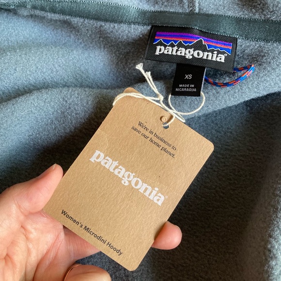 NWT Patagonia Women’s Microdini Fleece Hoody XS Nouveau Green Campfire Orange - Picture 12 of 14